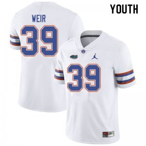 Youth Florida Gators #39 Michael Weir NCAA Jordan Brand White Authentic Stitched College Football Jersey HGM6062OY